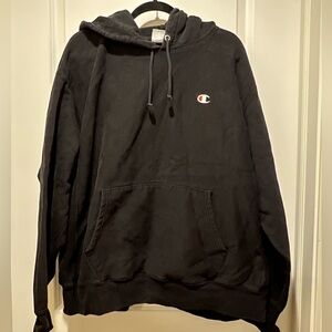 Champion Black Men's Hoodie 2XL Oversized Drawstring Sweatshirt Cotton